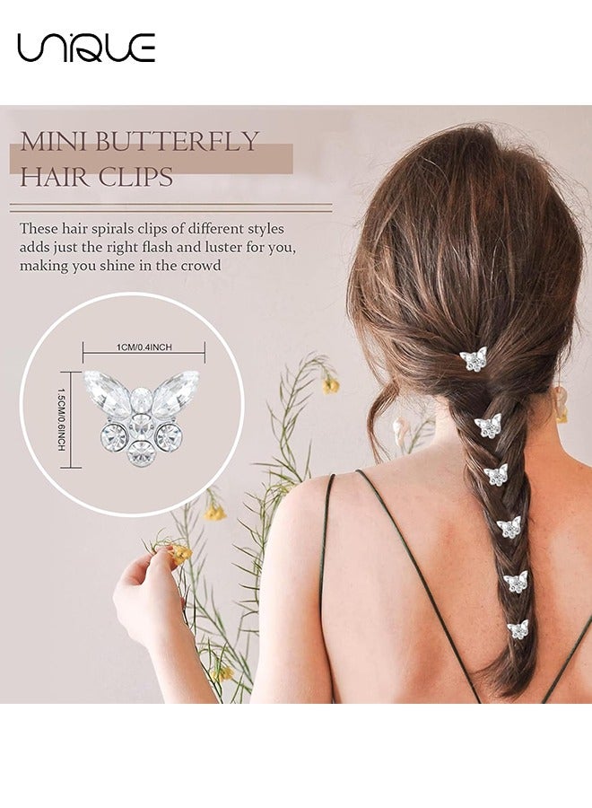 Unique 10PCS Butterfly Hair Clips Mini Clips for Hair Rhinestone Cute Hair Pins Decorations Hair Clips for Wedding Hair Barrettes Hair Accessories for Girls Women (White) - Image 2
