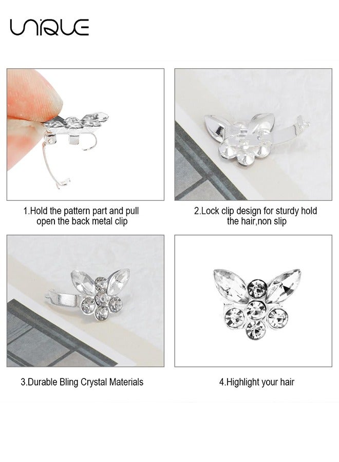 Unique 10PCS Butterfly Hair Clips Mini Clips for Hair Rhinestone Cute Hair Pins Decorations Hair Clips for Wedding Hair Barrettes Hair Accessories for Girls Women (White) - Image 3