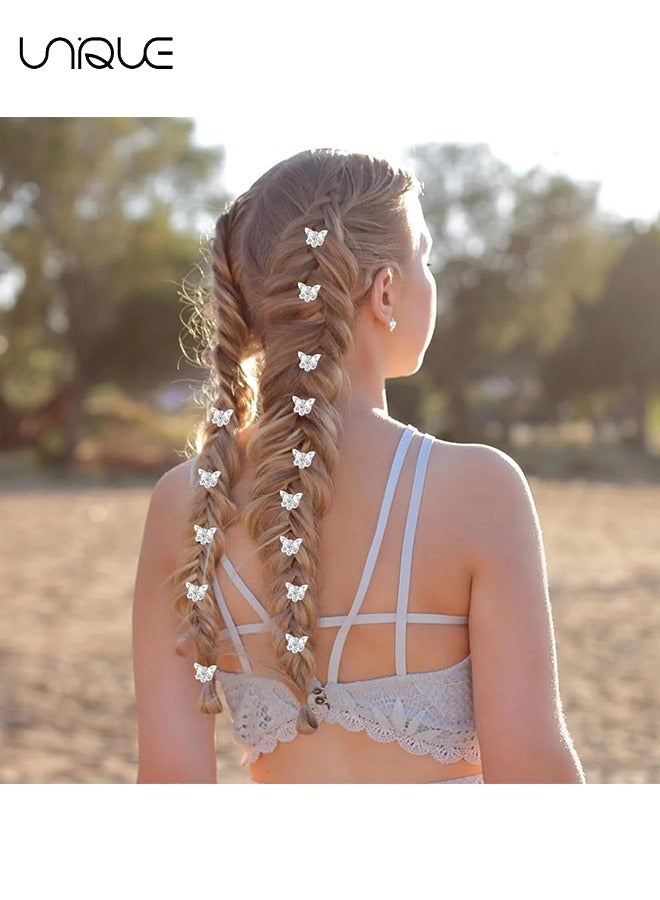 Unique 10PCS Butterfly Hair Clips Mini Clips for Hair Rhinestone Cute Hair Pins Decorations Hair Clips for Wedding Hair Barrettes Hair Accessories for Girls Women (White) - Image 4