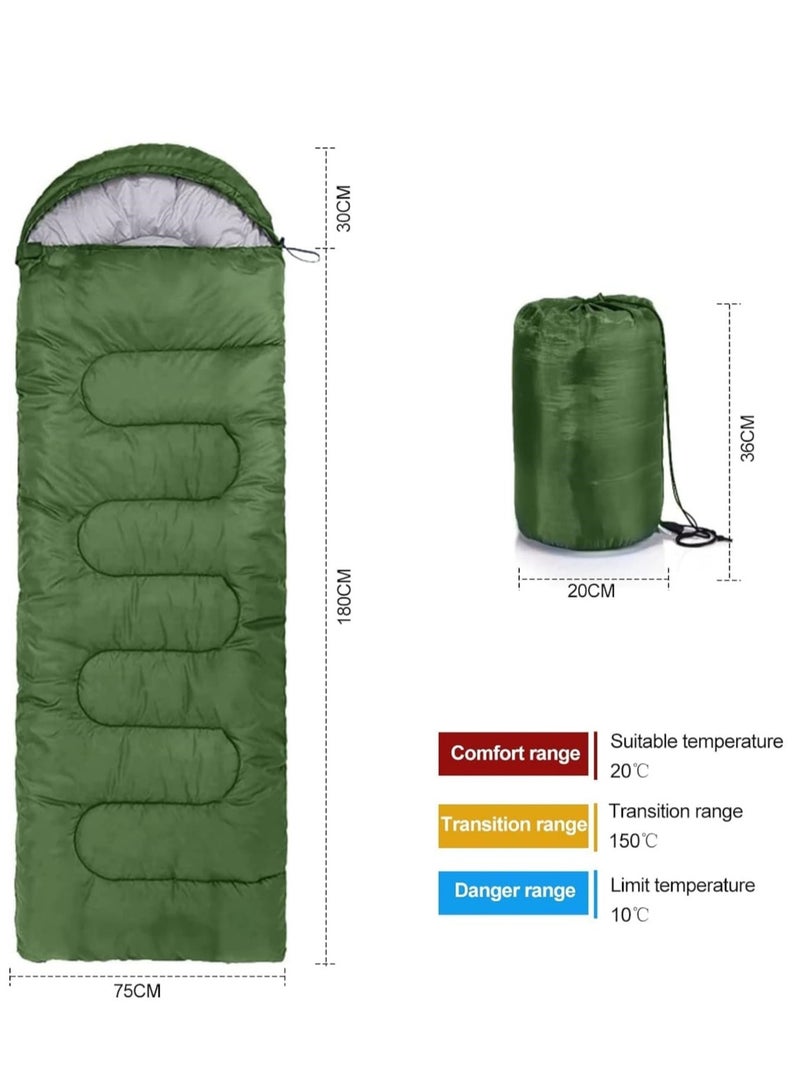 AUTOYSUR Sleeping Bags Camping with Compression Sack, Ultralight Backpacking Sleeping Bags with Zipper, Suitable for Warm & Cold Weather for Hiking, Traveling, Outdoor Adventure Green - Image 2
