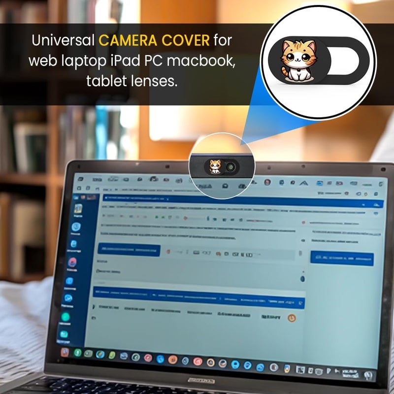 Tsyfro Ultra-Slim Laptop Camera Cover Slide | 0.03 Inch Thick | Upholds Digital Privacy | Compatible with Mobiles, Tablets, Desktops & Laptops (Cats WebCamCover - 3 Pack) - Image 4