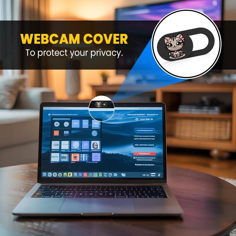 Tsyfro Ultra-Slim Laptop Camera Cover Slide | 0.03 Inch Thick | Upholds Digital Privacy | Compatible with Mobiles, Tablets, Desktops & Laptops (Cats WebCamCover - 3 Pack) - Image 5