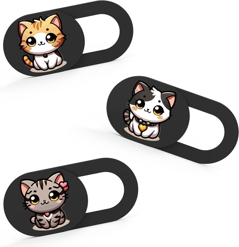 Tsyfro Ultra-Slim Laptop Camera Cover Slide | 0.03 Inch Thick | Upholds Digital Privacy | Compatible with Mobiles, Tablets, Desktops & Laptops (Cats WebCamCover - 3 Pack) - Image 1