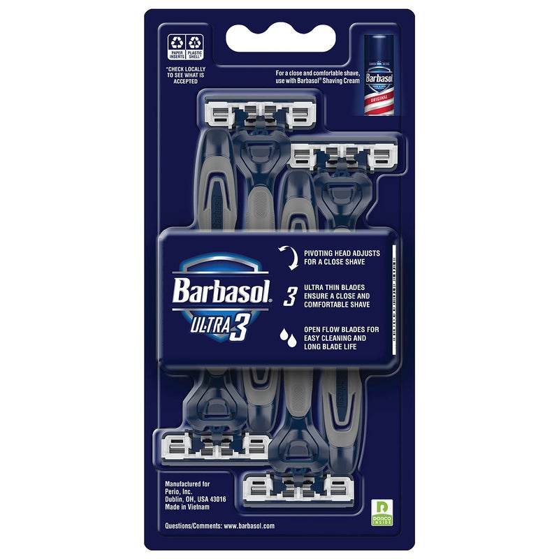 Barbasol Ultra 3 Premium Disposable Razor Value Pack Bundle (3 Packs/12 Total Razors) - Image 3