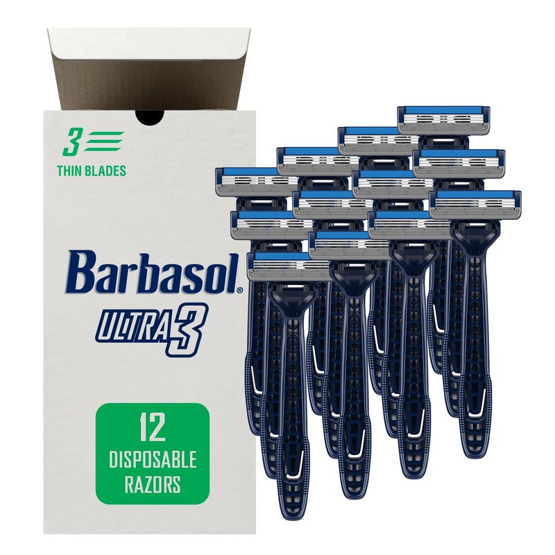 Barbasol Ultra 3 Premium Disposable Razor Value Pack Bundle (3 Packs/12 Total Razors) - Image 1