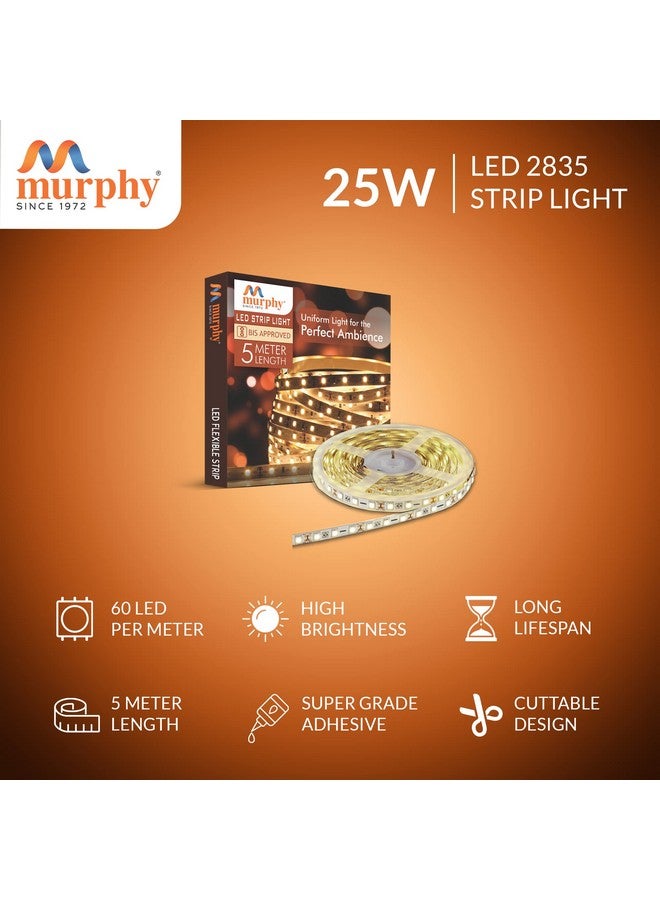 MURPHY شريط LED مورفي 25 واط 2835 ضوء كوف 5 متر (أبيض طبيعي، عبوة من 6) مع محول - Image 2