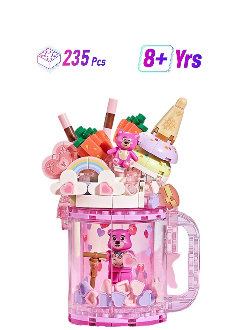 235 Pieces, Girl'S Ice Cream Ice Cream Milk Tea Cup Set Building Block Toys, Assembly Model, Gift For Boys And Girls - Image 1