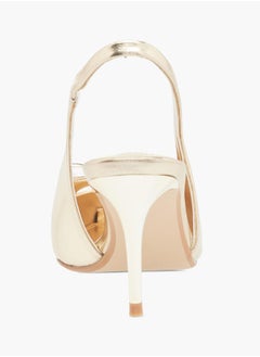 ELLE Womens Textured Slingback Shoes With Stiletto Heels Ramadan Collection  - Image 5