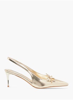 ELLE Womens Textured Slingback Shoes With Stiletto Heels Ramadan Collection  - Image 3