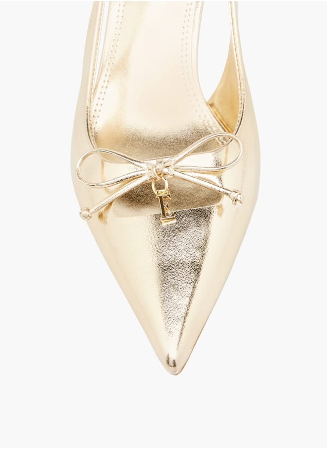 ELLE Womens Textured Slingback Shoes With Stiletto Heels Ramadan Collection  - Image 4