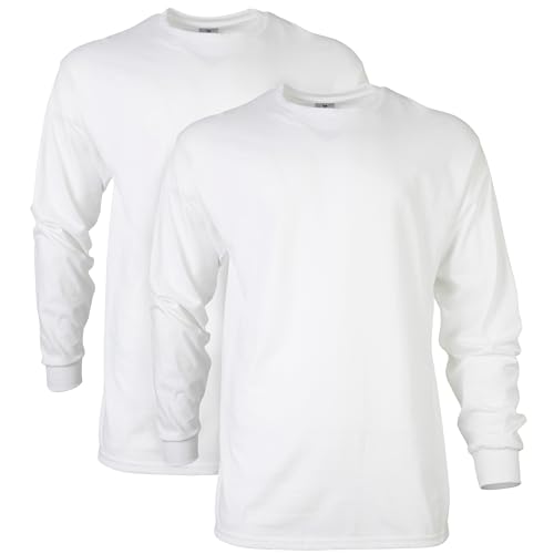 Gildan Mens Ultra Cotton Long Sleeve TShirt Style G2400 Multipack White 2Pack 2XLarge - Image 1