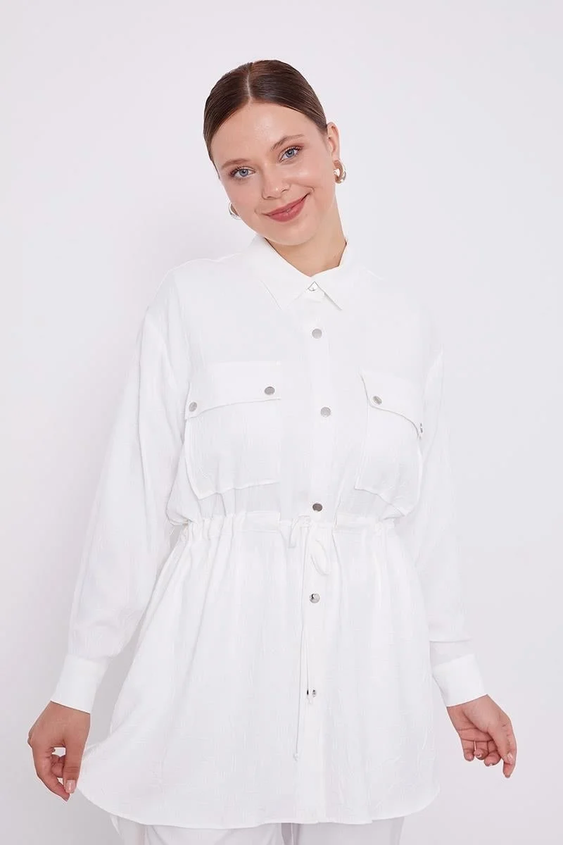 Levidor Ecru Waist Drawstring Trousers Sports Suit