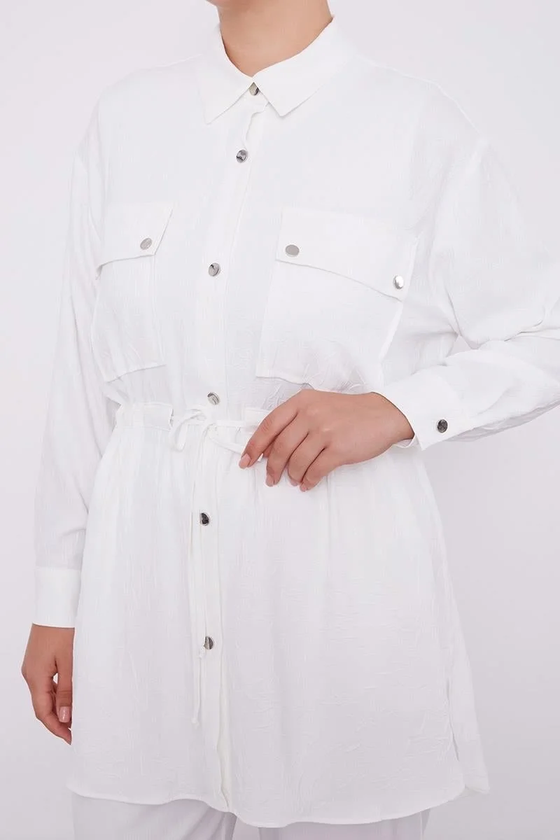 Levidor Ecru Waist Drawstring Trousers Sports Suit