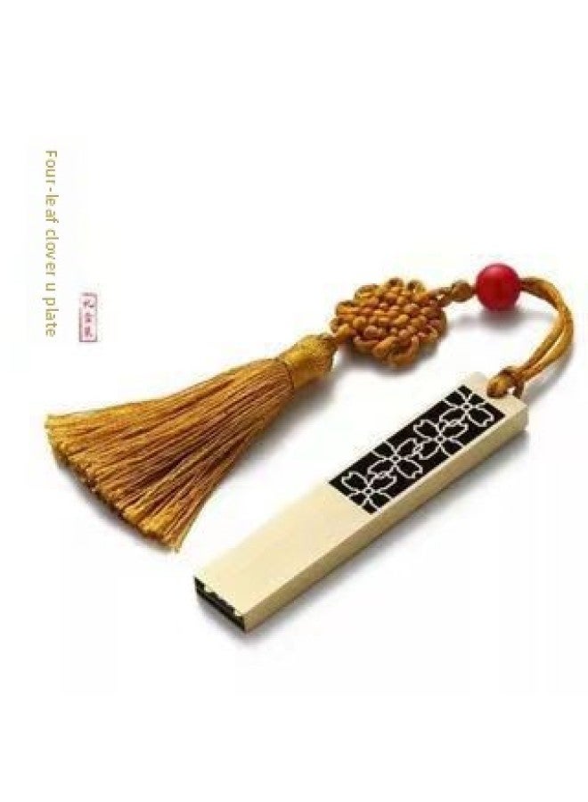 Chinese Style USB Flash Disk Custom Lettering 32G Retro Clover Window Flower Ruyi 64g Car Music USB Flash Disk Gift Wholesale-Color:Four-leaf Clover-Capacity:4G  - Image 1