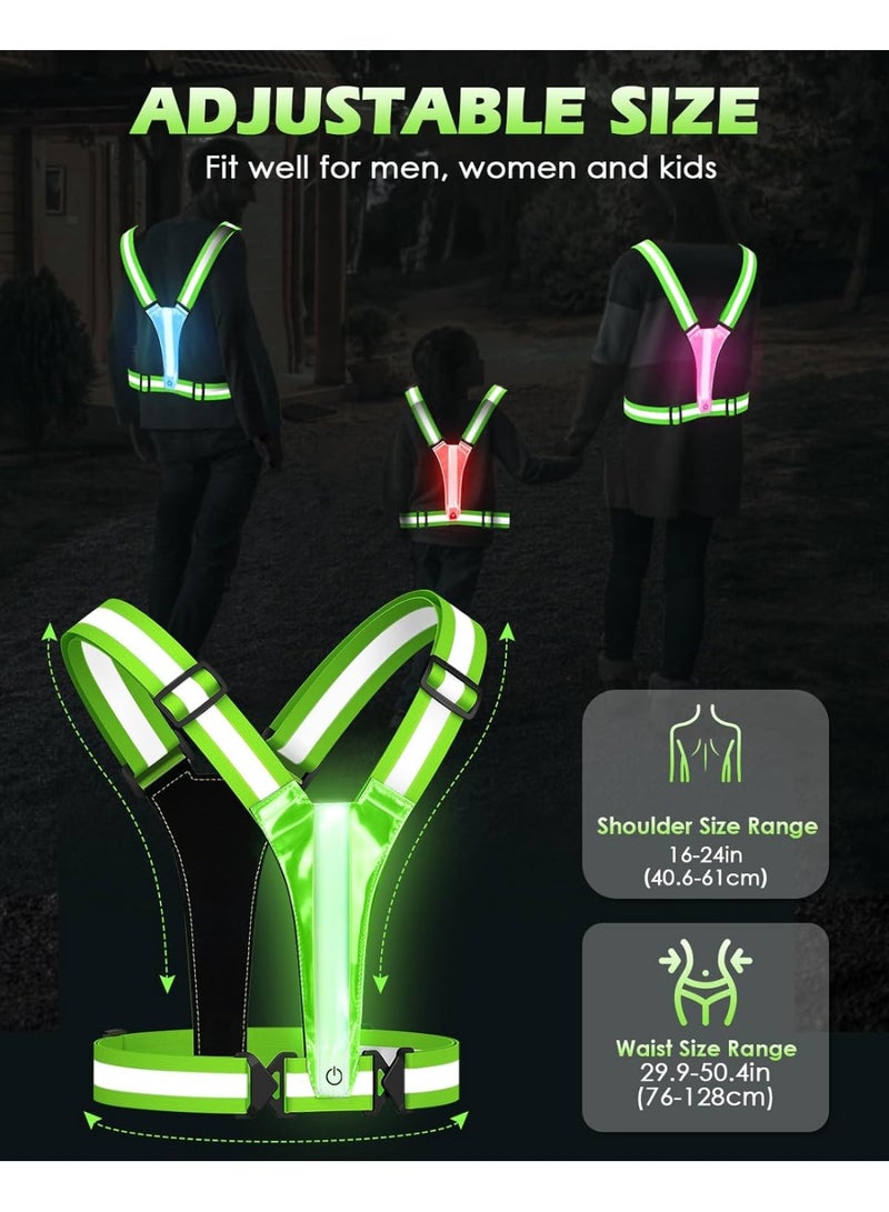 VKL سترة عاكسة LED لملابس الجري، 5 ألوان أضواء عالية الوضوح سترة جري قابلة لإعادة الشحن للمشي والجري وركوب الدراجات، قابلة للتعديل للرجال والنساء والأطفال - Image 5