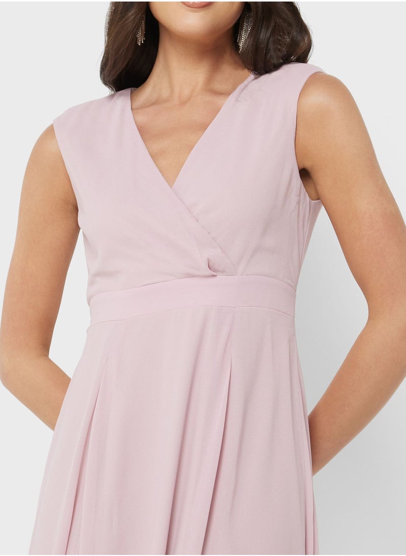 skirt and stiletto - Surplice Neck Tiered Dress - Image 1