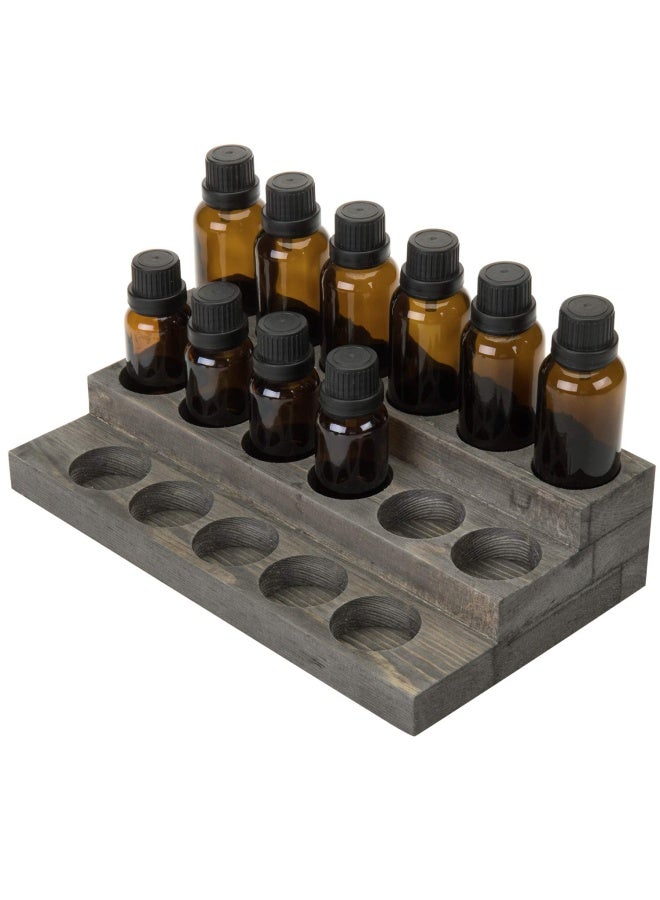 MyGift 3 Tier Vintage Grey Wood 17 Bottle Essential Oil Display Stand - Image 1