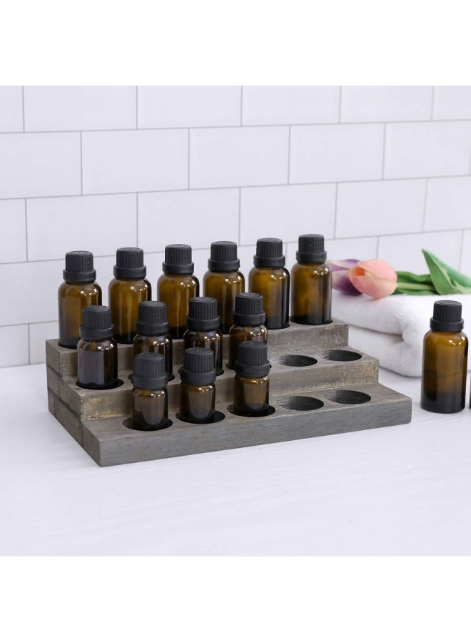 MyGift 3 Tier Vintage Grey Wood 17 Bottle Essential Oil Display Stand - Image 2