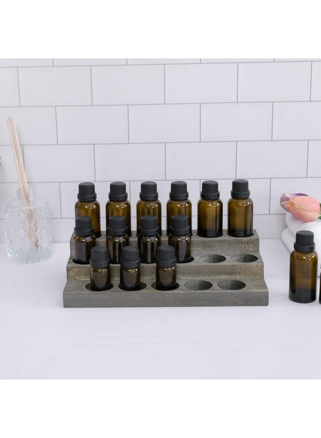 MyGift 3 Tier Vintage Grey Wood 17 Bottle Essential Oil Display Stand - Image 3