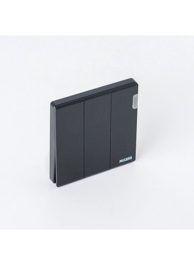 DANUBE HOME Milano 10A 3G 2W Switch Electrical Switches Sockets Outlets For Home Appliances Office Hotel Conventional Construction Project Aura Blk - Image 1