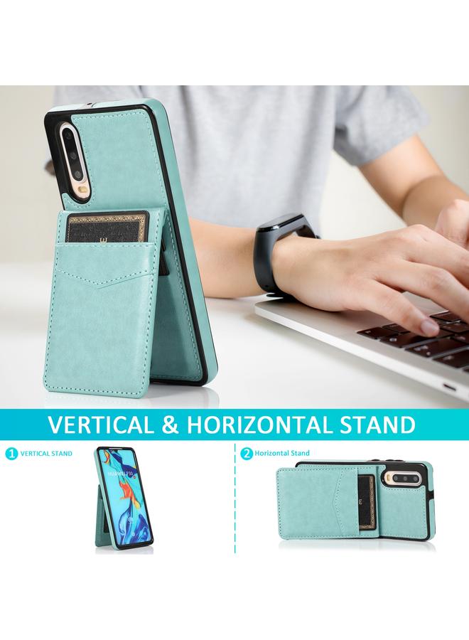 زبون جراب لهاتف Huawei P30 بلون سادة مصنوع من مادة PC + TPU مع حامل وفتحات للبطاقات - Image 4