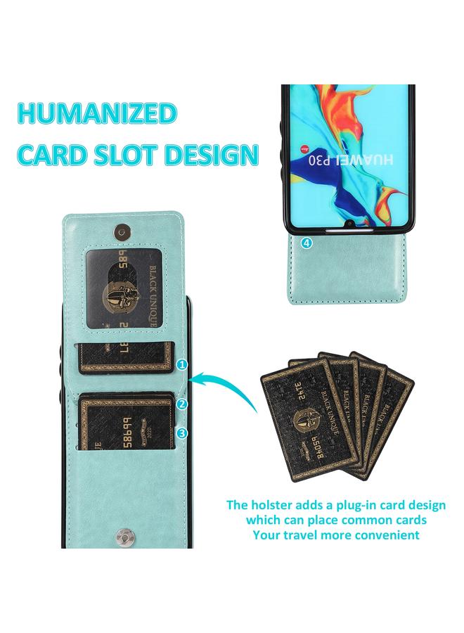 زبون جراب لهاتف Huawei P30 بلون سادة مصنوع من مادة PC + TPU مع حامل وفتحات للبطاقات - Image 5