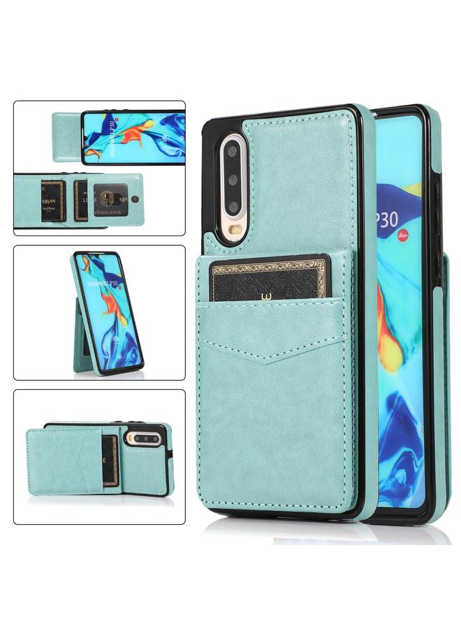 زبون جراب لهاتف Huawei P30 بلون سادة مصنوع من مادة PC + TPU مع حامل وفتحات للبطاقات - Image 1