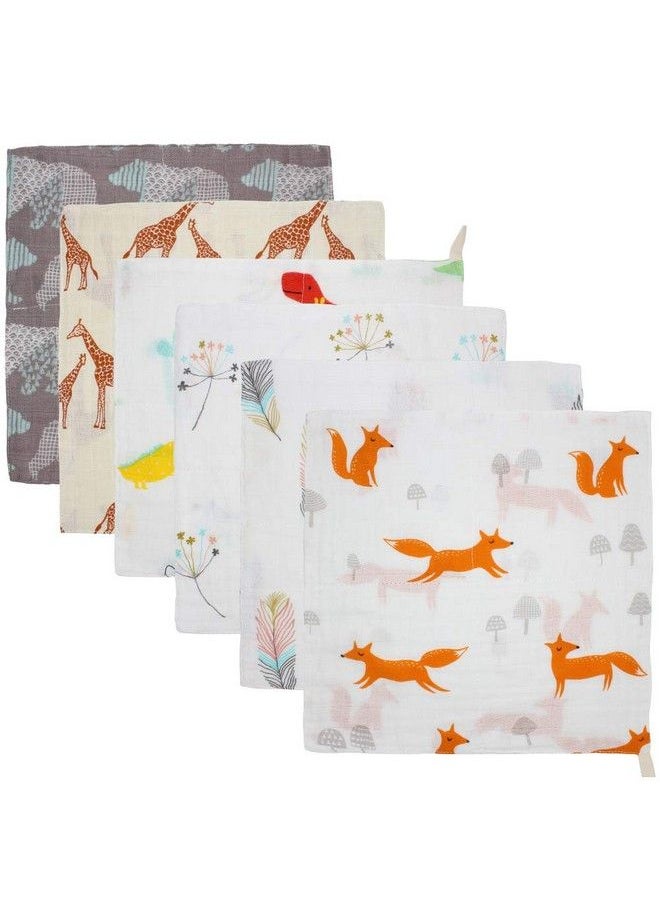 LifeTree - Baby Washcloths Soft ; Bamboo Cotton Baby Muslin Washcloth ; 6 Pack Face Towels Reusable Wipes Bibs For Newborn With Sensitive Skin ; Shower Gift For Baby Registry 10.6 X 10.6Inch - Image 1