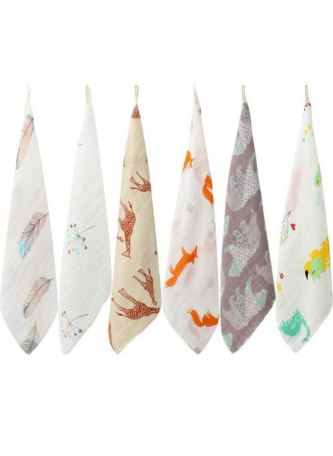 LifeTree - Baby Washcloths Soft ; Bamboo Cotton Baby Muslin Washcloth ; 6 Pack Face Towels Reusable Wipes Bibs For Newborn With Sensitive Skin ; Shower Gift For Baby Registry 10.6 X 10.6Inch - Image 1