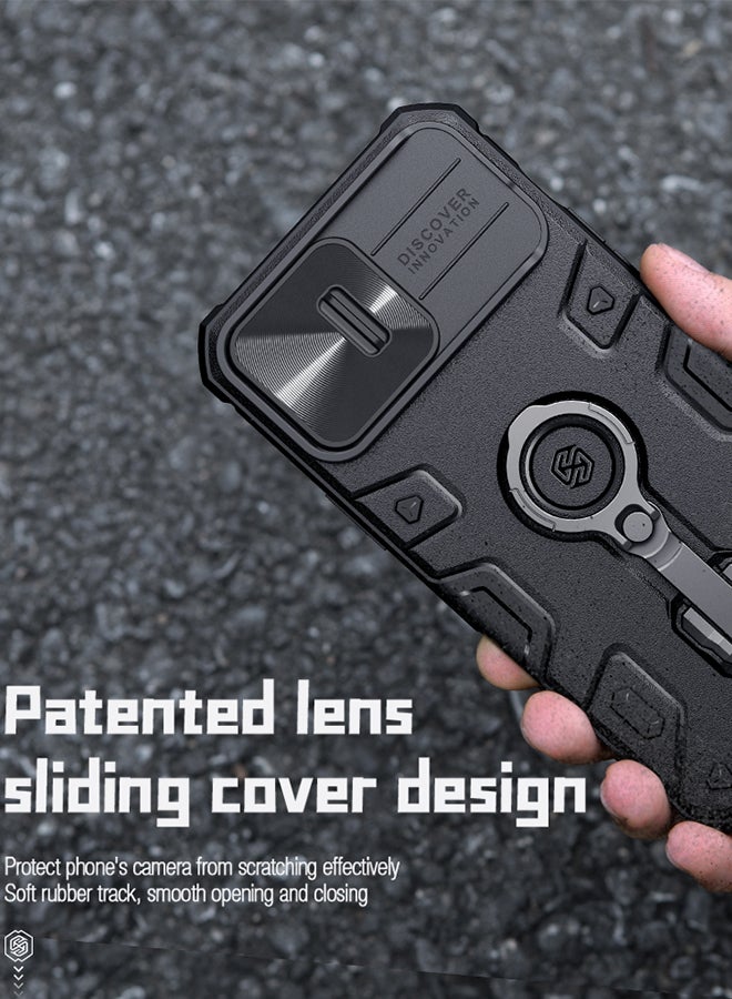 Nillkin iphone 14 Pro Case with Built in Kickstand and Slide Camera Lens Protector Anti Fingerprint Shockproof Hard PC and TPU Black  - Image 5