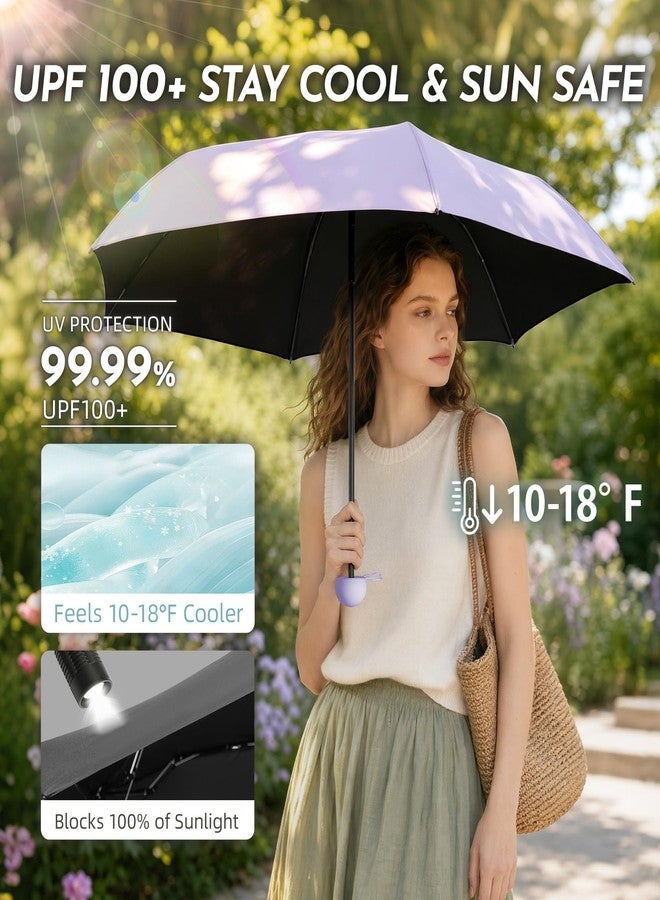 LILAC Travel Mini Umbrella Compact Small & Lightweight, UV Rain Protection, Pocket-Sized Folding Umbrellas with Quickdraw & Case for Men Women & Kids Backpack, 1-Blue, 39.3"（with Case）, Solid - Image 2