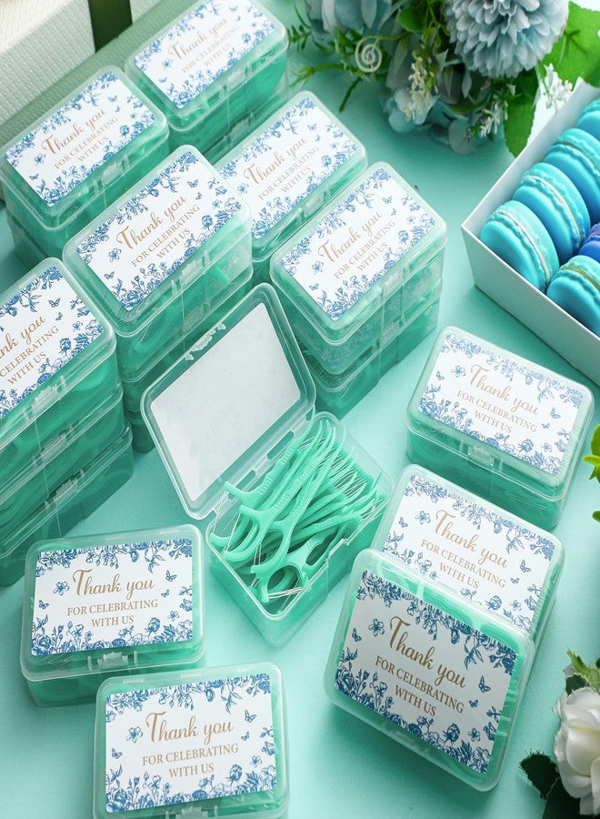 Ferrochef 50 Pack Eucalyptus Wedding Favors Bulk Mint Floss Picks with Travel Handy Cases, Bridal Shower & Baby Shower Gifts for Guests, Sage Green Birthday Party Favors - Image 3