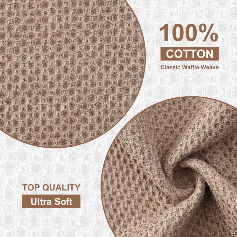 Kitinjoy 100% Cotton Kitchen Dish Cloths  12 Pack Waffle Weave Ultra Soft Absorbent Dish Towels for Drying Dishes Quick Drying Kitchen Towels Dish Rags  12 X 12Inch  Tan - Image 2