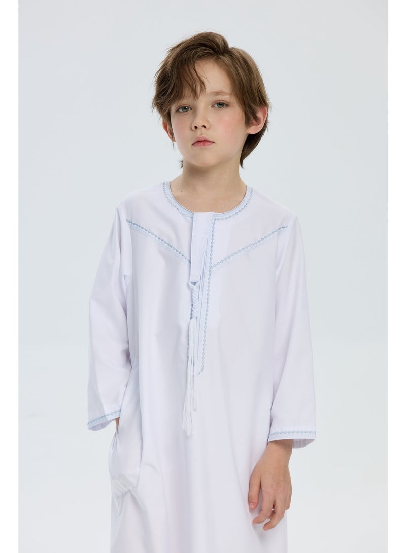 High-end solid color thobe for boys, Oman style - Image 1