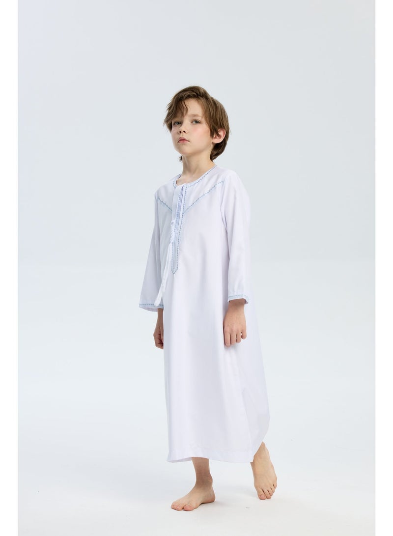 High-end solid color thobe for boys, Oman style - Image 3