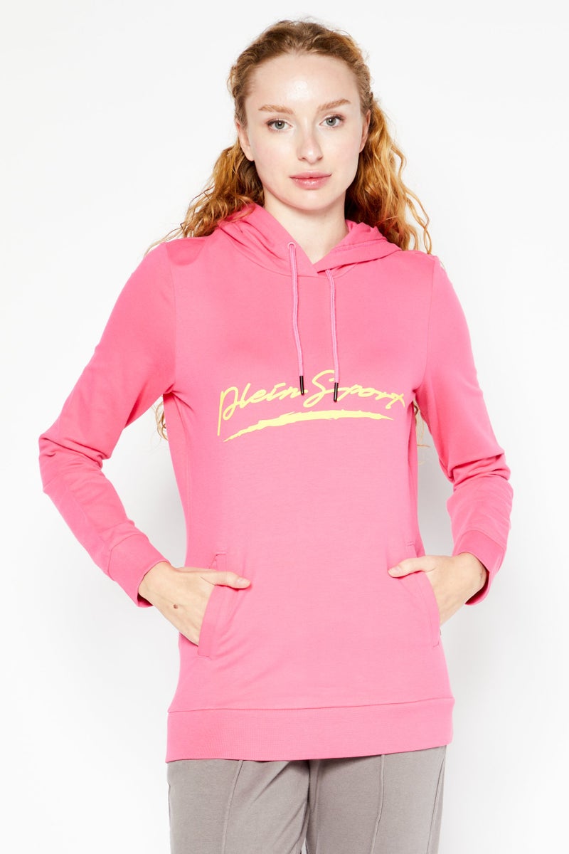PHILIPP PLEIN Plein Sport Women Sportswear Fit Long Sleeves Training Sweatshirts, Pink - Image 1