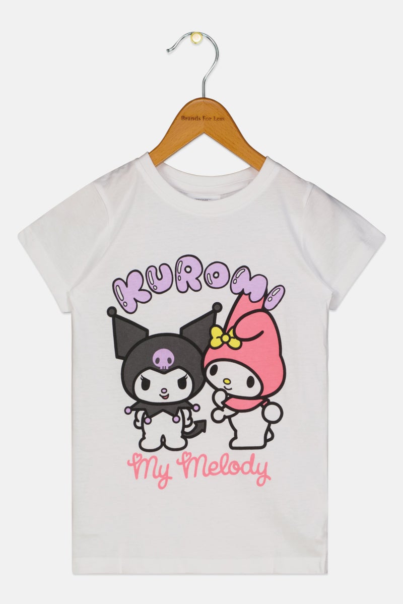 Hello Kitty Toddlers Girl Short Sleeve Graphic Print T-shirt, White - Image 1