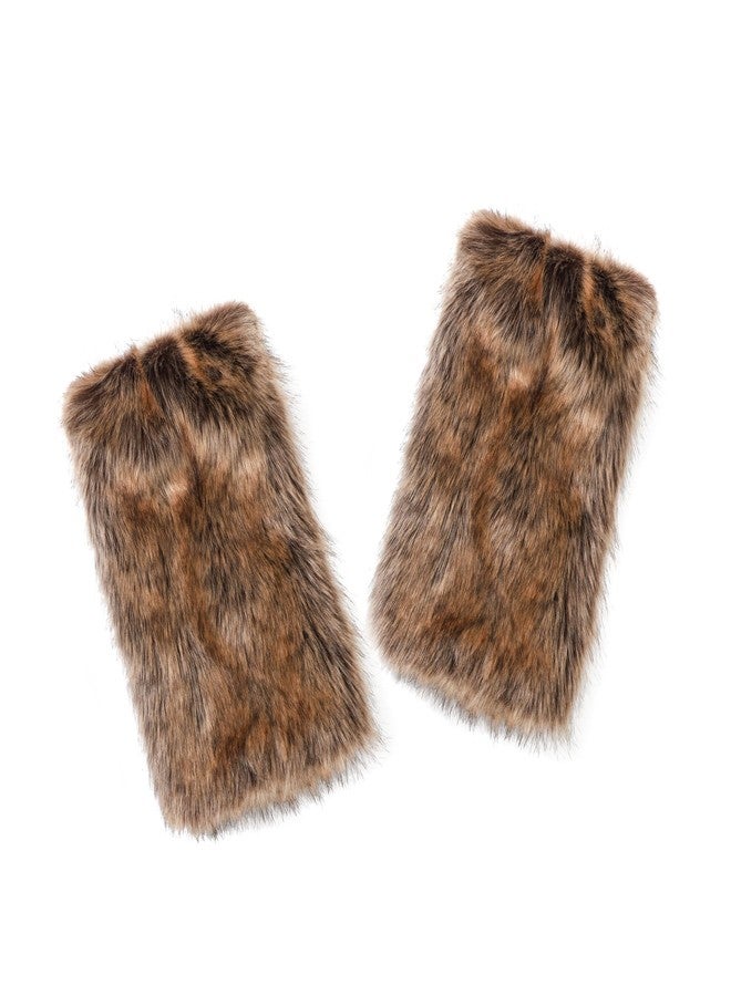 LA CARRIE Women Faux Fur Leg Warmers Long Furry Leg Foot Cuffs Girls Winter Boot Socks(Raccoon) - Image 4