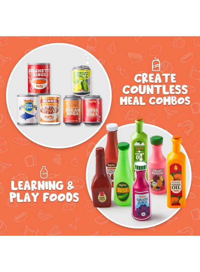 JOYIN 30Pcs Play Food Grocery Cans, Play Kitchen Accessories, Includes Drink, Juice, Jar, Seasoning, Water Bottle, Sauce, Yogurt, Ice Cream, Snack Box, Kids Gifts & Indoor Toys - Image 4