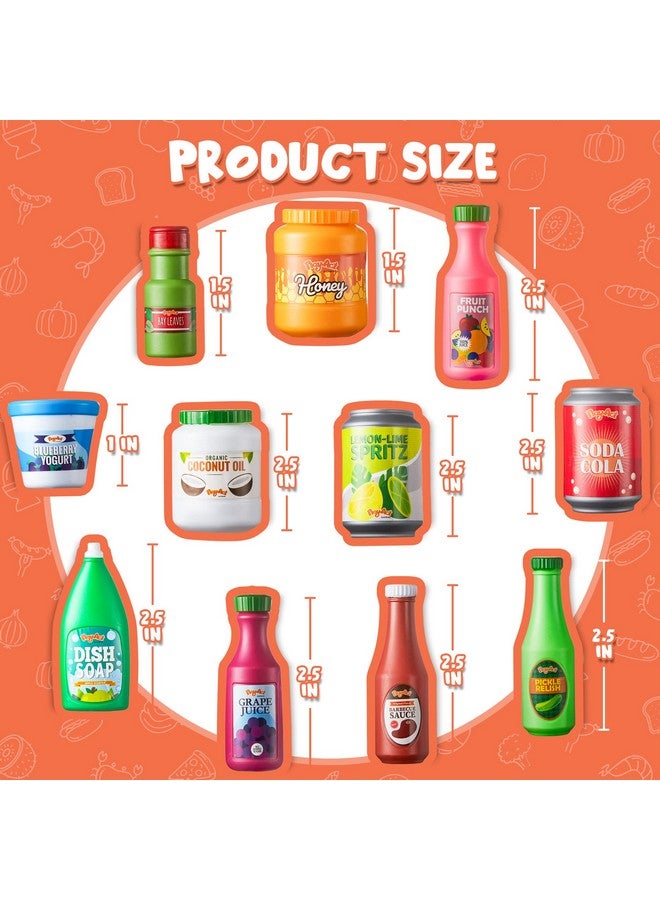 JOYIN 30Pcs Play Food Grocery Cans, Play Kitchen Accessories, Includes Drink, Juice, Jar, Seasoning, Water Bottle, Sauce, Yogurt, Ice Cream, Snack Box, Kids Gifts & Indoor Toys - Image 5