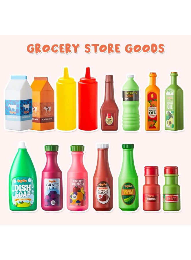 JOYIN 30Pcs Play Food Grocery Cans, Play Kitchen Accessories, Includes Drink, Juice, Jar, Seasoning, Water Bottle, Sauce, Yogurt, Ice Cream, Snack Box, Kids Gifts & Indoor Toys - Image 2