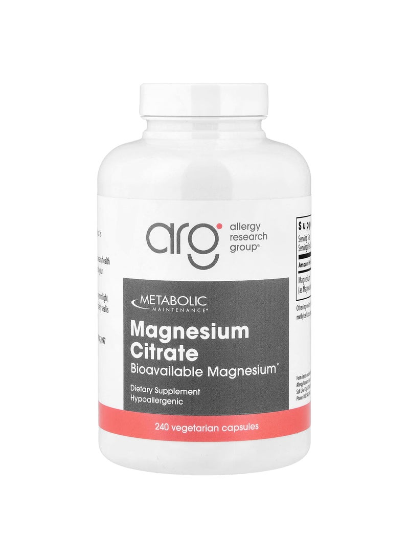 Metabolic Maintenance Magnesium Citrate, 240 Vegetarian Capsules (150 mg per Capsule)
