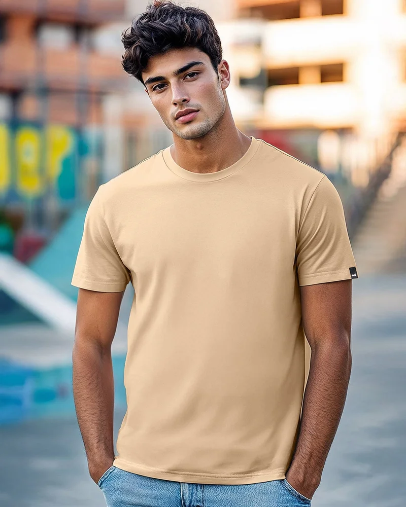 bewakoof Men's Brown T-Shirt