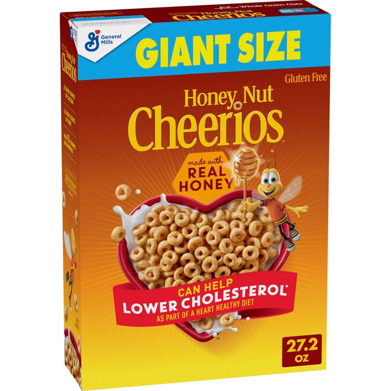 Cheerios Honey Nut Cheerios, Heart Healthy Gluten Free Breakfast Cereal with Whole Grain Oats, Giant Size, 27.2 oz - Image 1