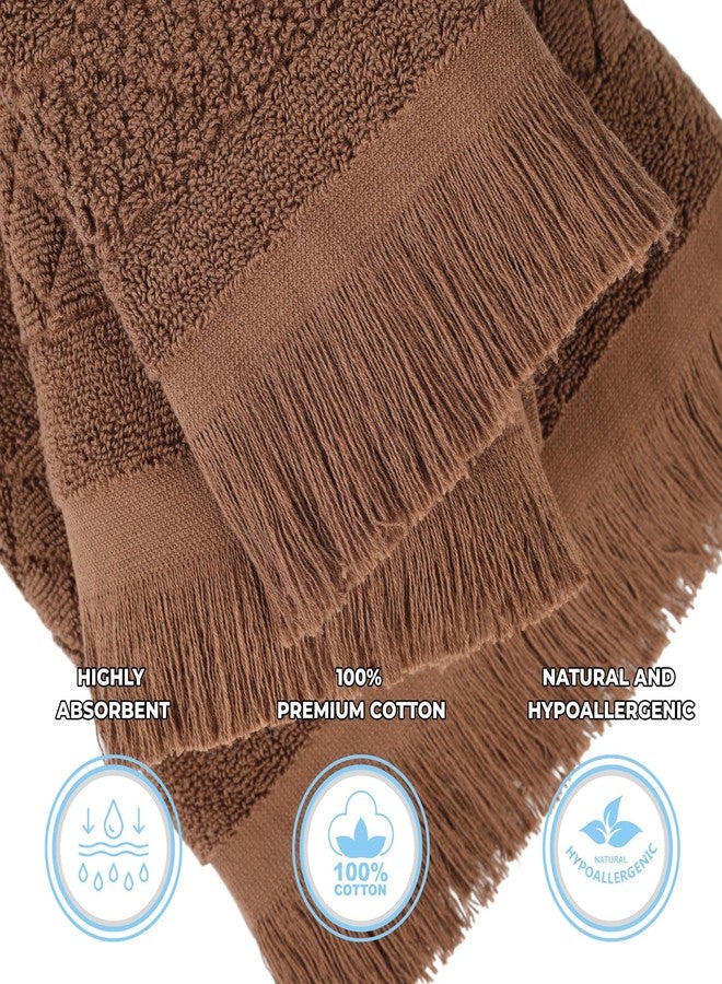 سوبيريور طقم مناشف قطنية فاخرة من 3 قطع، سريعة الجفاف، مستلزمات الحمام، للاستحمام، والمنتجع الصحي، مناشف فاخرة ناعمة وماصة، تتضمن منشفة استحمام، ومنشفة يد، ومنشفة وجه/منشفة غسيل، من مجموعة رولا، لون الشوكولاتة - Image 5