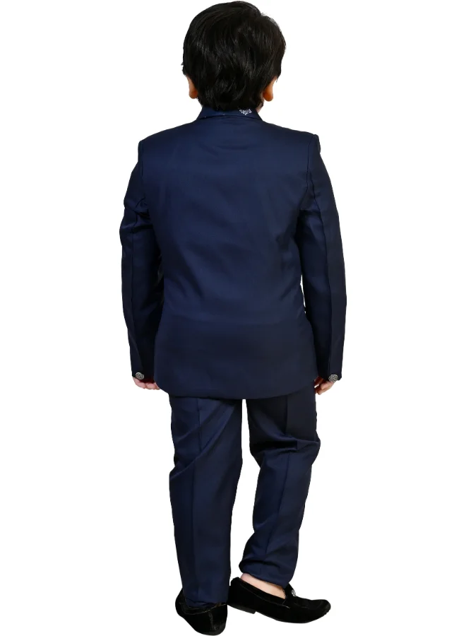 BT DEZINES Boys Dark Blue 5-Piece Suit Set