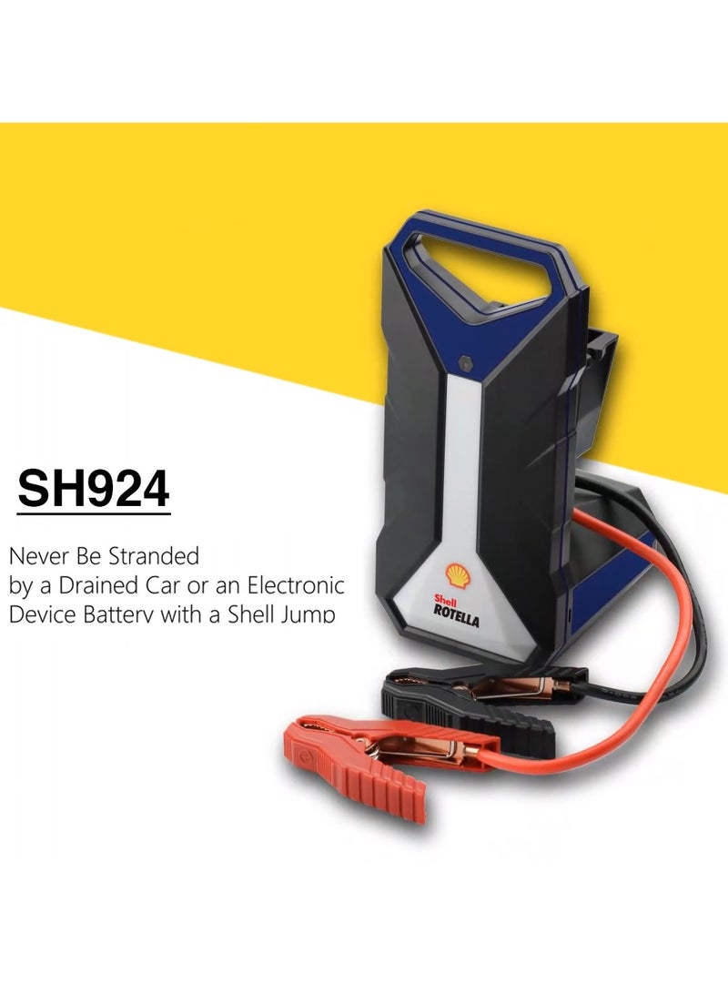 شيل جمب ستارتر للسيارات شاحن شيل 24000 مللي أمبير في الساعة لشحن بطارية السيارة مع ضوء LED وقاعدة مغناطيسية، شاحن بطارية السيارة بقدرة 2000 أمبير تيار 12 فولت، حزمة شحن محمولة للطوارئ مع كابلات توصيل - أسود - Image 5