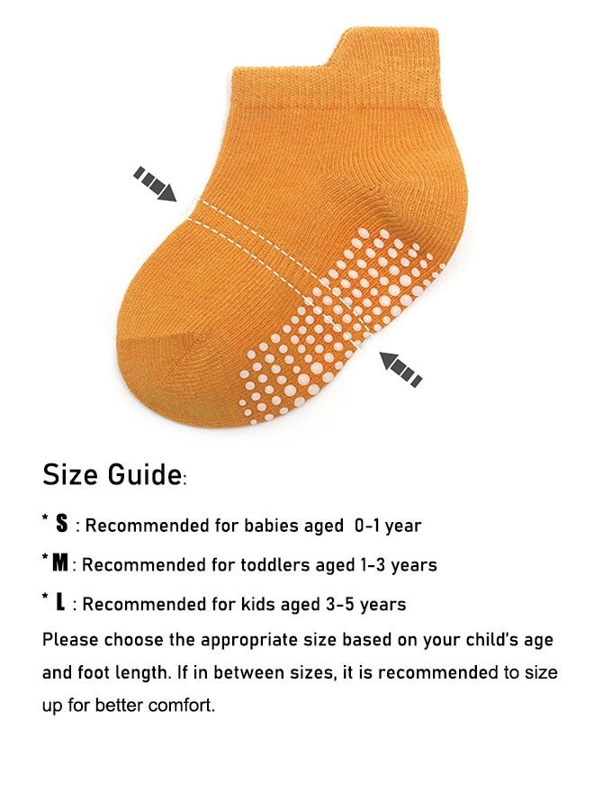 6 Pairs Of Cotton Toddler Non-Slip Cotton Socks - Anti-Skid Baby Crew Ankle Socks for Boys & Girls, Soft & Breathable, Multicolor (0-5 Years) - Image 2