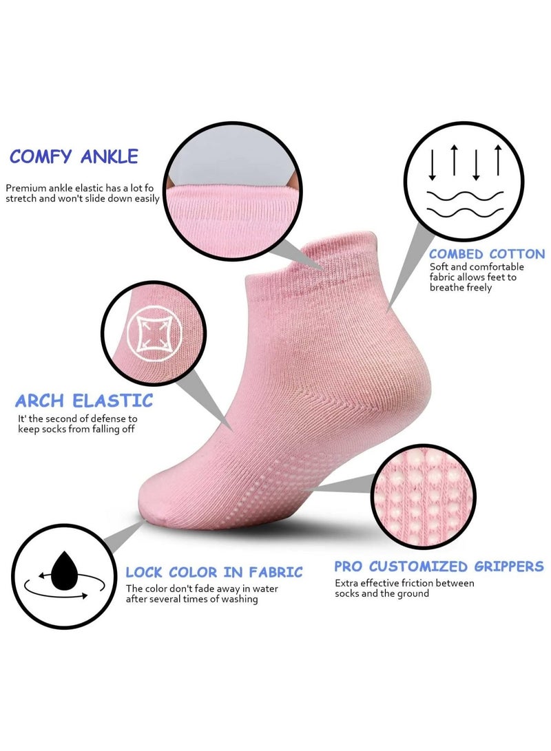 6 Pairs Of Cotton Toddler Non-Slip Cotton Socks - Anti-Skid Baby Crew Ankle Socks for Boys & Girls, Soft & Breathable, Multicolor (0-5 Years) - Image 5