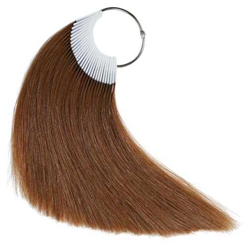 RINBOOOL Hair Swatches for Testing Color Medium Brown Tone Level 4 Real Natural Remy Human Hair 30 Strands per Pack 8 Inches